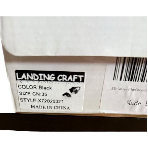 NIB Landing Craft Espadrille Black Size 4.5 (35) Open Toe Ankle Strap - Picture 6 of 6